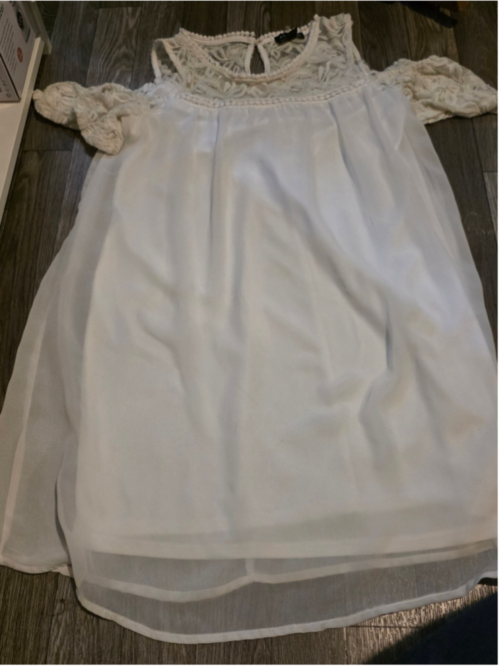 Women's AS U WISH White Lace Cold Shoulder Dress Size S